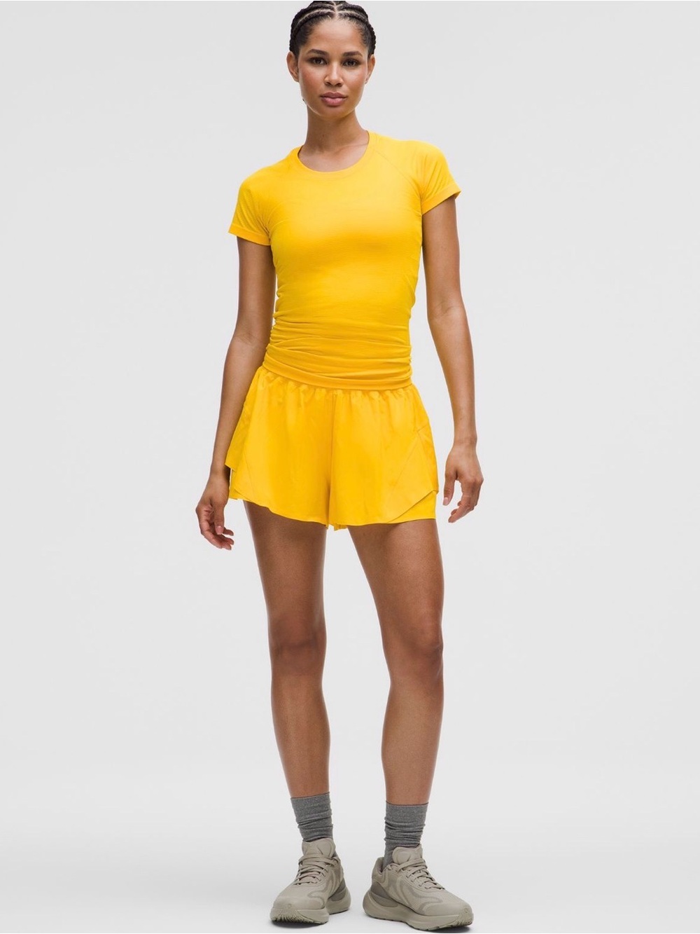 LULULEMON Shake It Out Running Split Shorts Liner SOLD OUT XXS Maize Yellow NWT - Picture 2 of 4